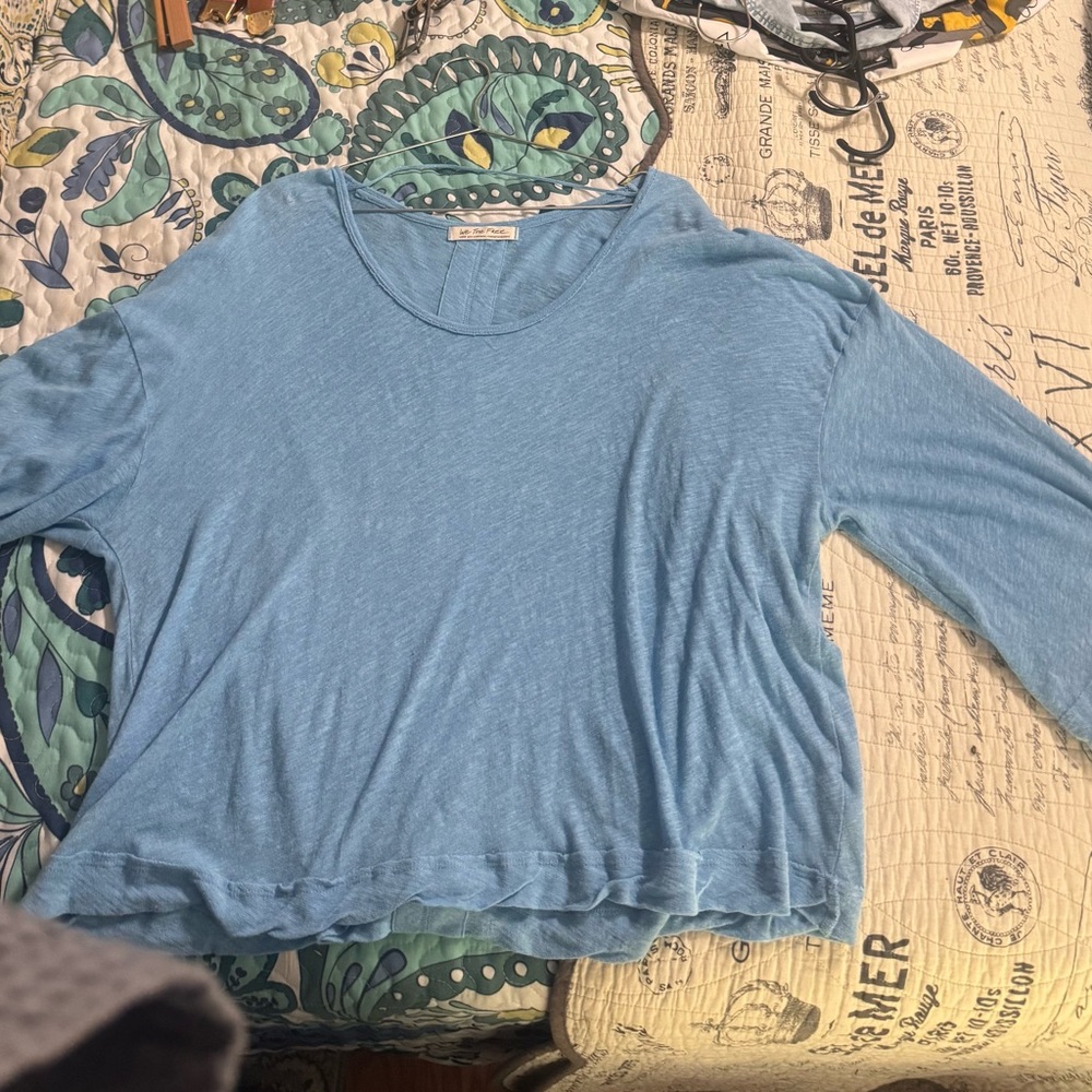 We The Free Sky Blue Long Sleeve Top